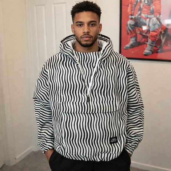 Digital zebra stripes Anchor hood jacket